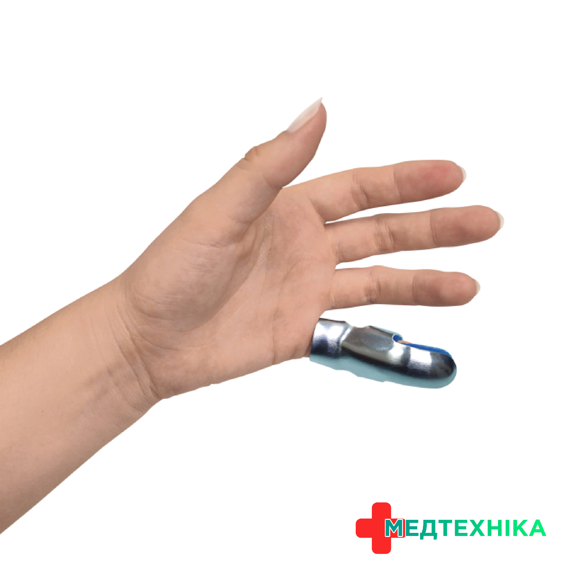 Ортез-шина для фаланги пальця руки з фіксацією, металева